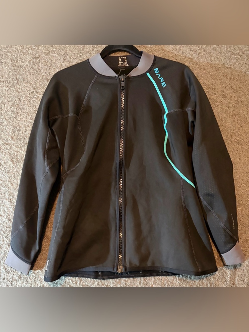 BARE Black Wetsuit Jacket with Teal Accent